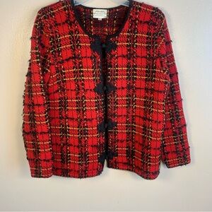 Susan Bristol VTG 90s Check Tartan Cardigan Sweater